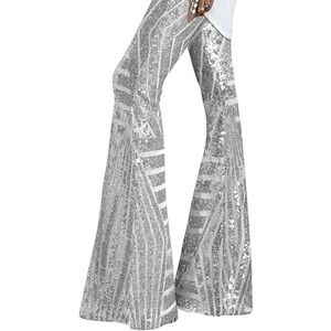 Silver Sequin Flare Pants